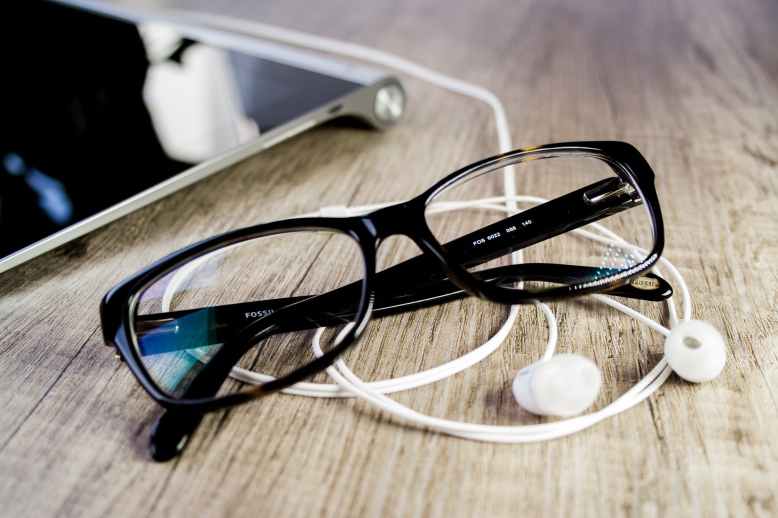 close up of eyeglasses on table